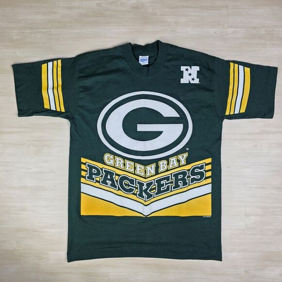 Vintage‎ 1996 Salem Sportswear Green Bay Packers AOP Shirt Deadstock Size Large